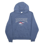 REEBOK Womens Blue Hoodie S Cotton Blend Pullover Hooded Sweatshirt