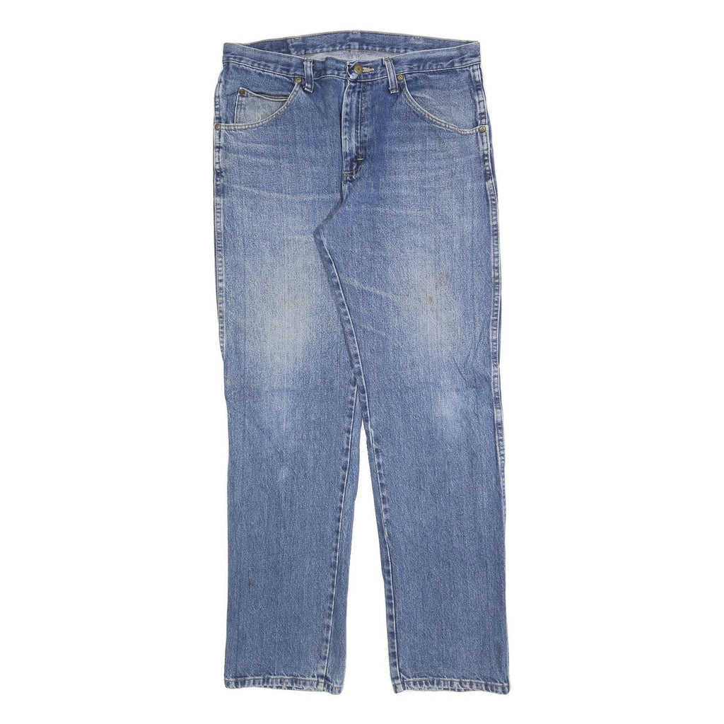 WRANGLER Mens Regular Fit Blue Denim Jeans W34 L32 Classic Cotton Blend Zip