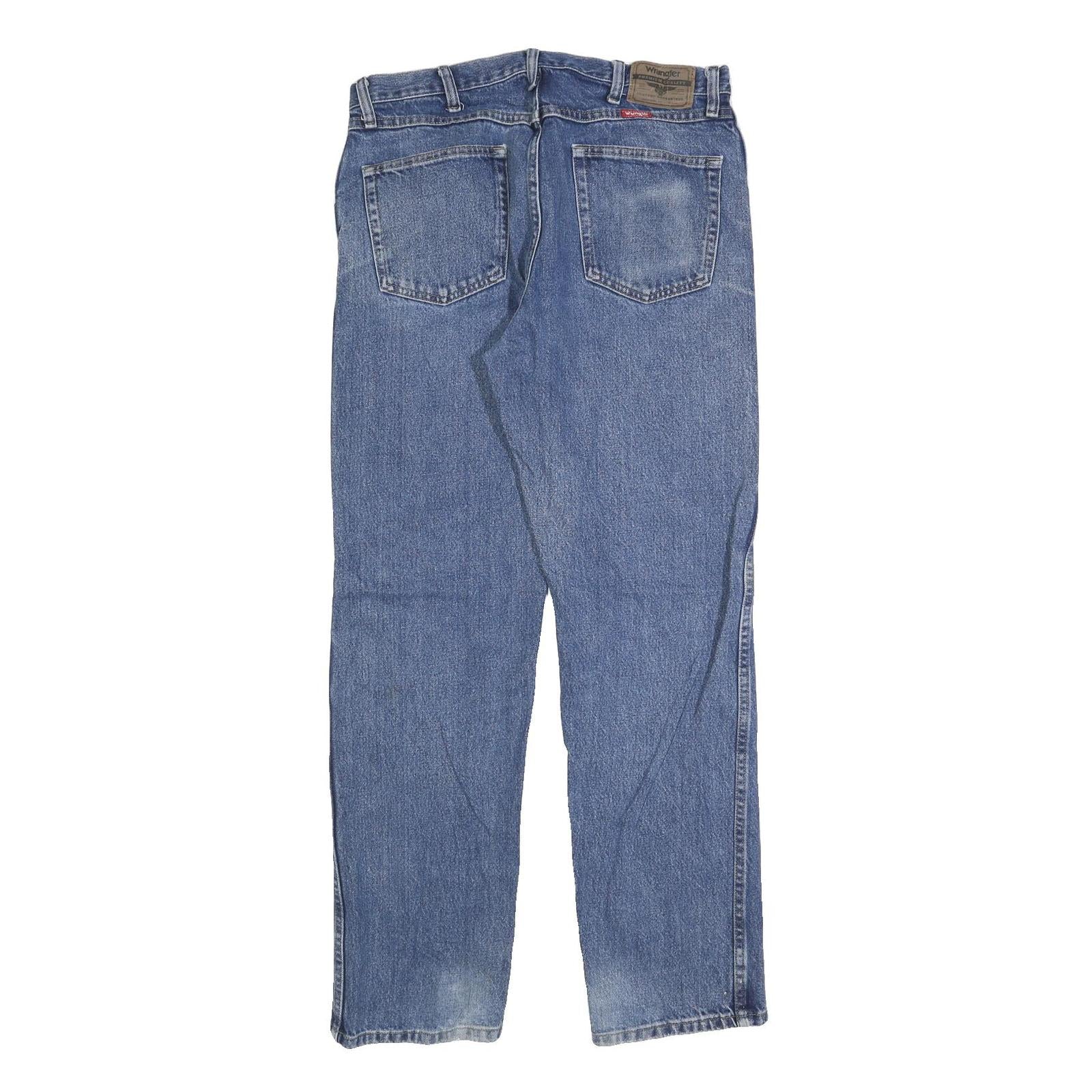 WRANGLER Mens Regular Fit Blue Denim Jeans W34 L32 Classic Cotton Blend Zip