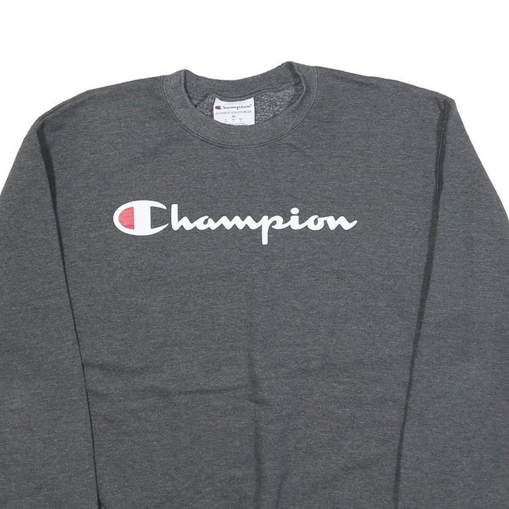 CHAMPION Mens Grey Pullover Sweatshirt M Classic Logo Cotton Blend Comfort