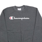 CHAMPION Mens Grey Pullover Sweatshirt M Classic Logo Cotton Blend Comfort