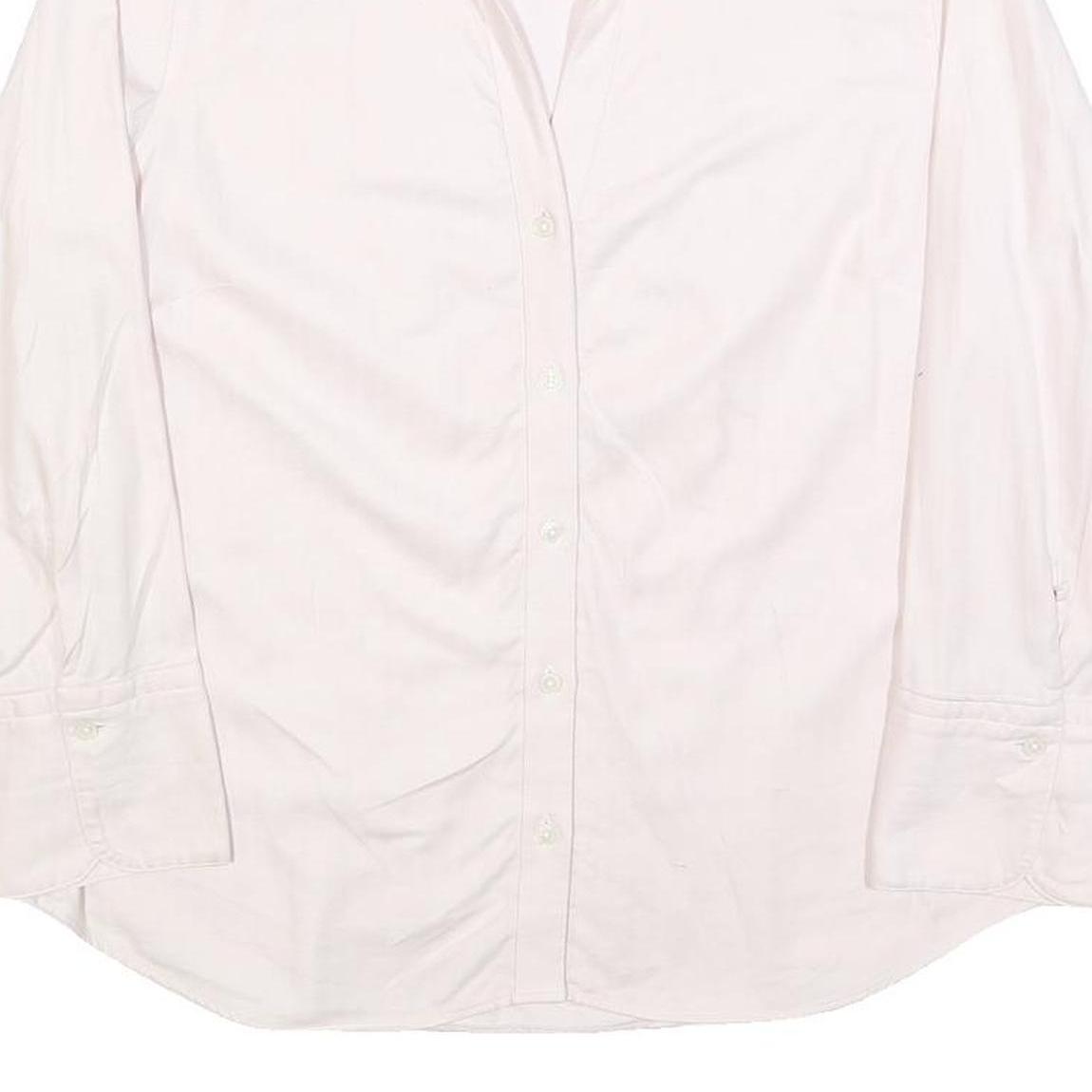 JAEGER Womens White Shirt Long Sleeve Collared Button Neck UK 14 Classic Cotton