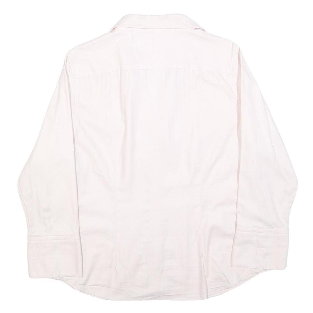 JAEGER Womens White Shirt Long Sleeve Collared Button Neck UK 14 Classic Cotton