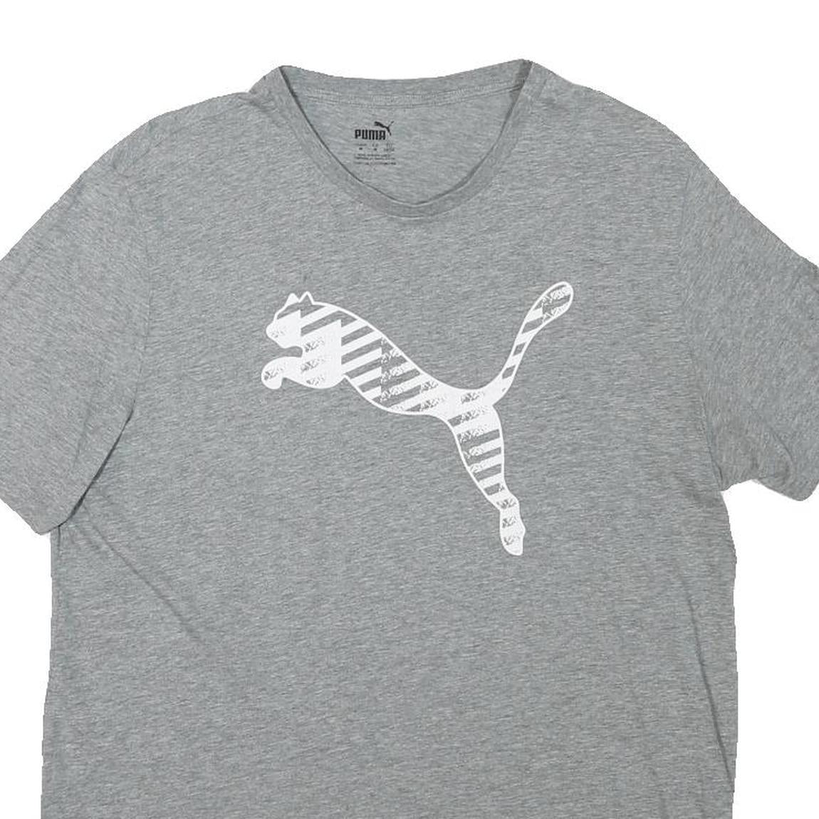 PUMA Mens Grey Athletic T-Shirt M Short Sleeve Crew Neck Cotton Blend Sportswear