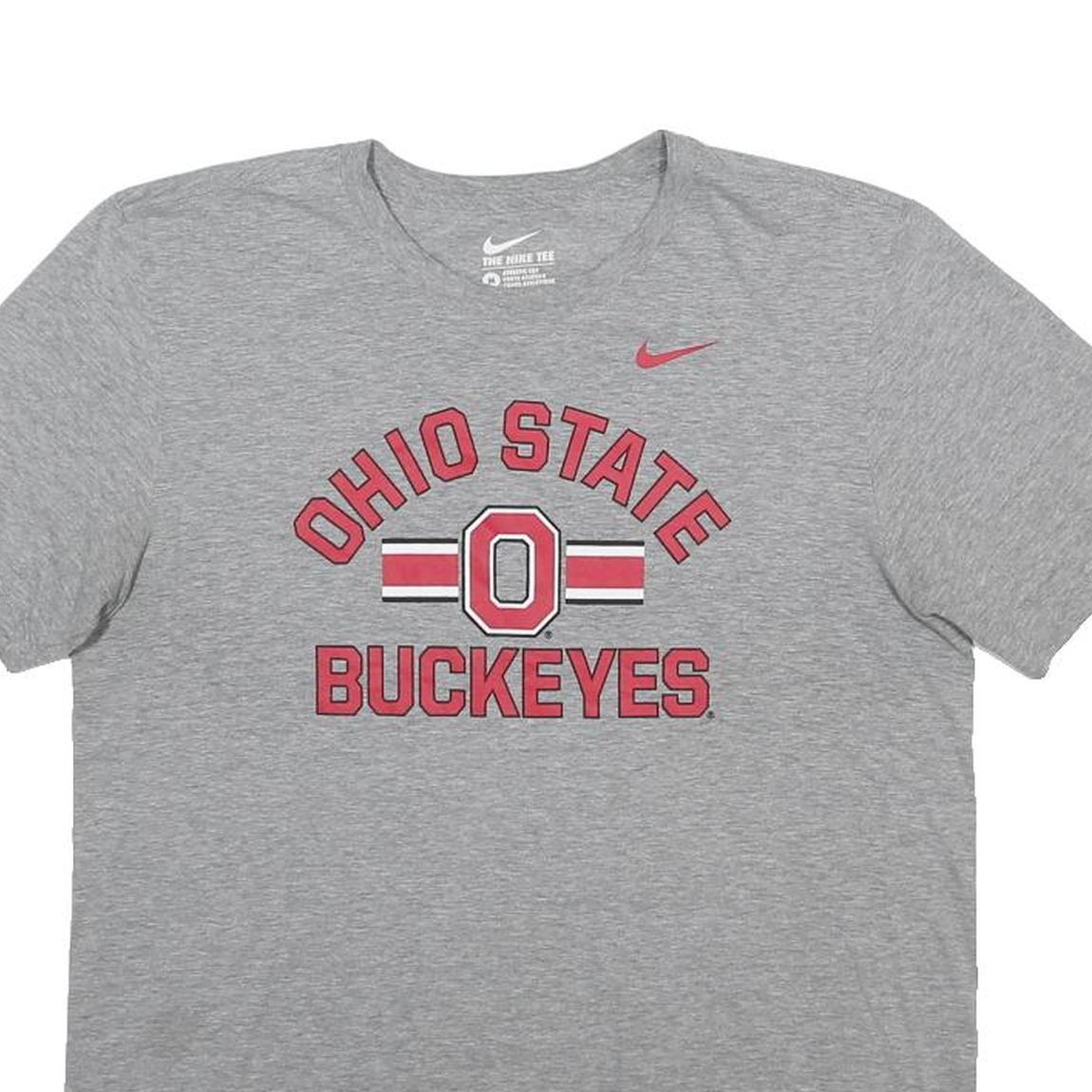 NIKE Mens Grey Ohio State Buckeyes Graphic T-Shirt M Crew Neck Short Sleeve