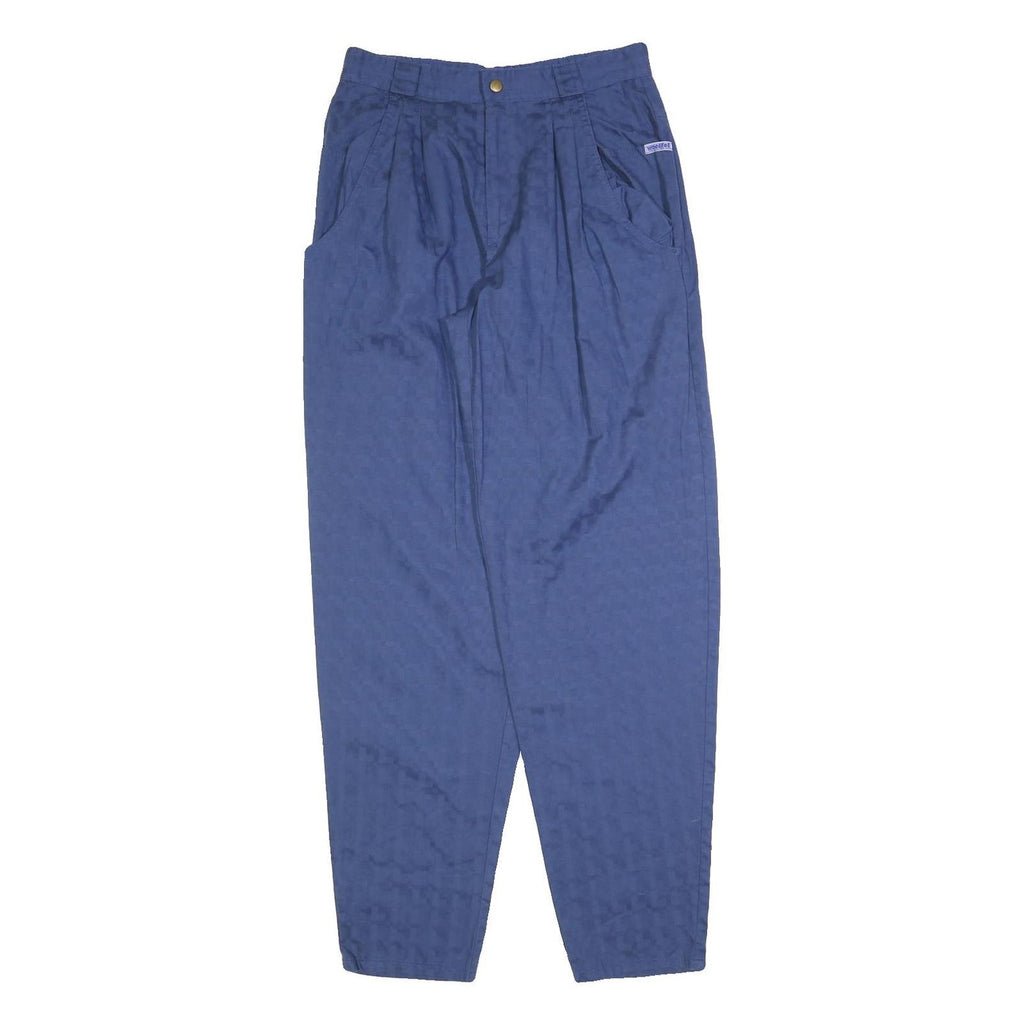 Womens Blue Cotton Blend Relaxed Tapered Trousers W26 L32 Casual Comfort Style
