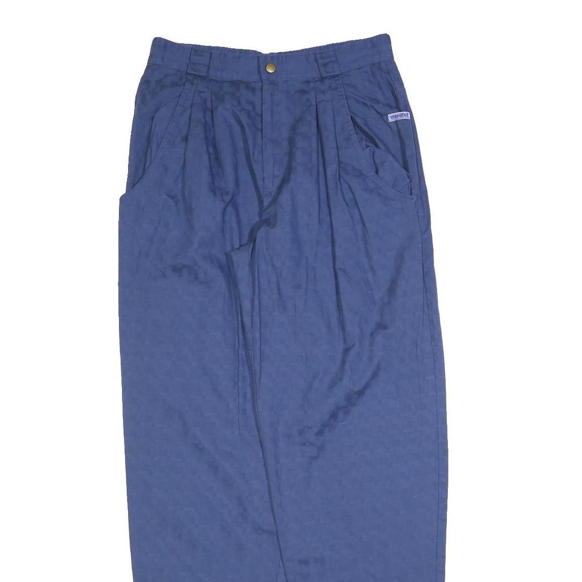 Womens Blue Cotton Blend Relaxed Tapered Trousers W26 L32 Casual Comfort Style
