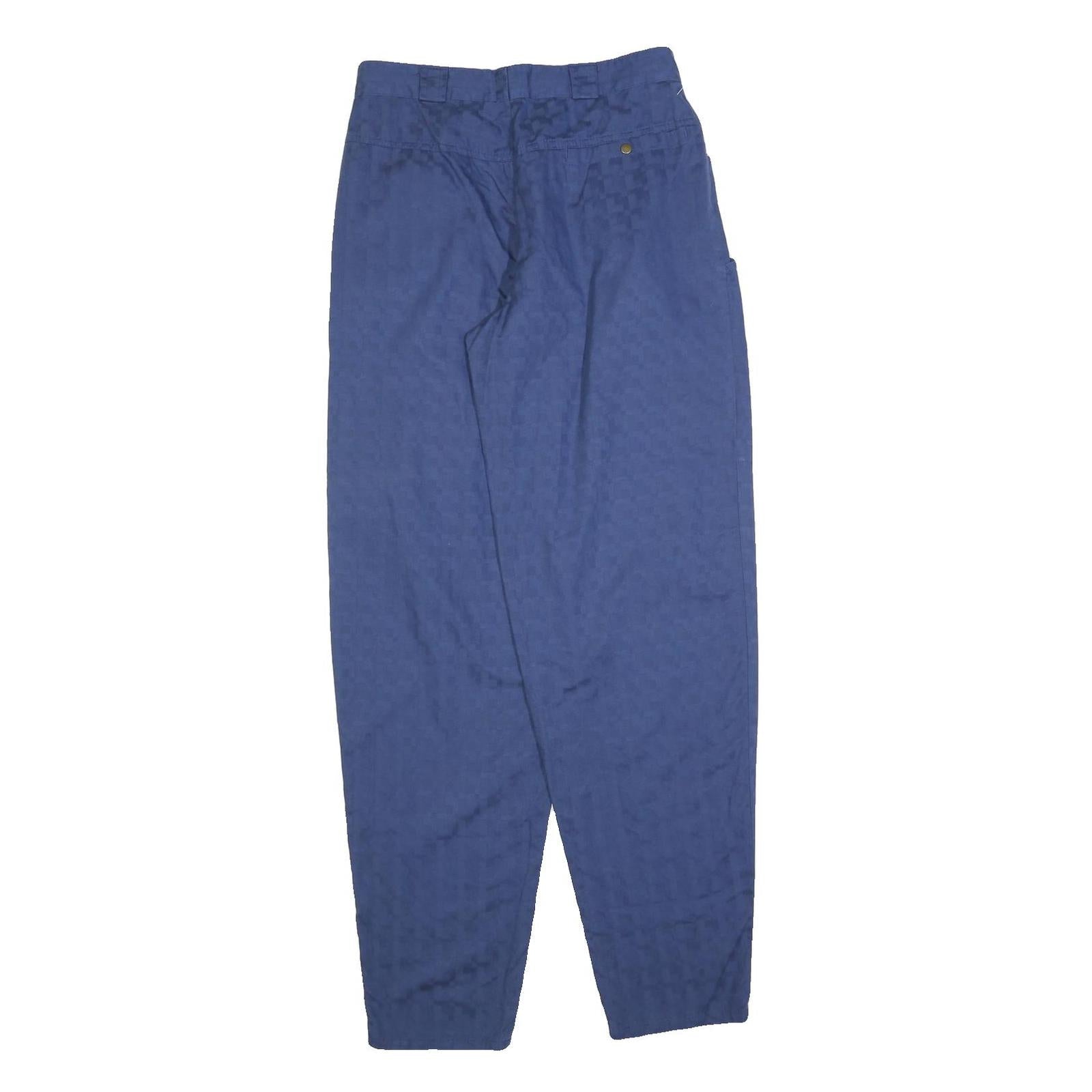 Womens Blue Cotton Blend Relaxed Tapered Trousers W26 L32 Casual Comfort Style