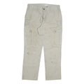 CARHARTT Mens Relaxed Beige Cotton Blend Cargo Trousers W34 L30 Workwear Durable