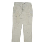 CARHARTT Mens Relaxed Beige Cotton Blend Cargo Trousers W34 L30 Workwear Durable
