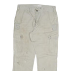 CARHARTT Mens Relaxed Beige Cotton Blend Cargo Trousers W34 L30 Workwear Durable