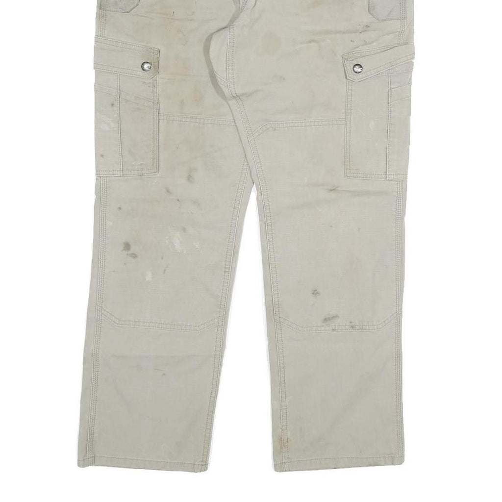 CARHARTT Mens Relaxed Beige Cotton Blend Cargo Trousers W34 L30 Workwear Durable
