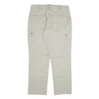 CARHARTT Mens Relaxed Beige Cotton Blend Cargo Trousers W34 L30 Workwear Durable