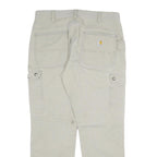 CARHARTT Mens Relaxed Beige Cotton Blend Cargo Trousers W34 L30 Workwear Durable