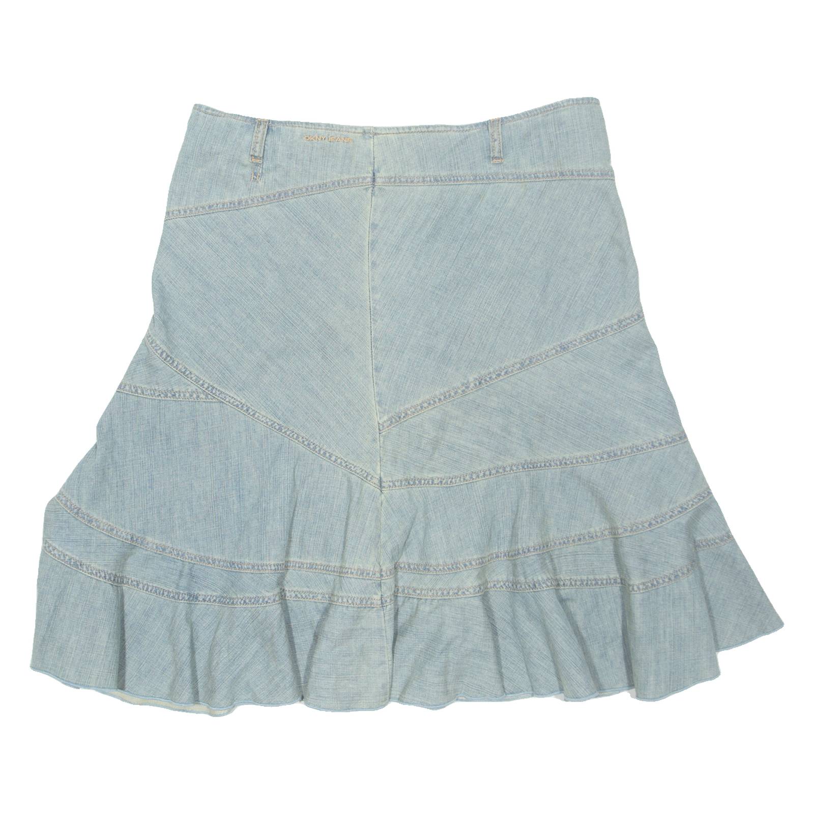 Womens Pleated Skirt Blue Midi Chambray L