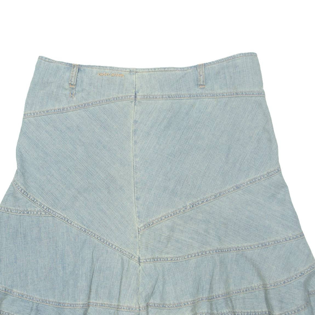 Womens Pleated Skirt Blue Midi Chambray L