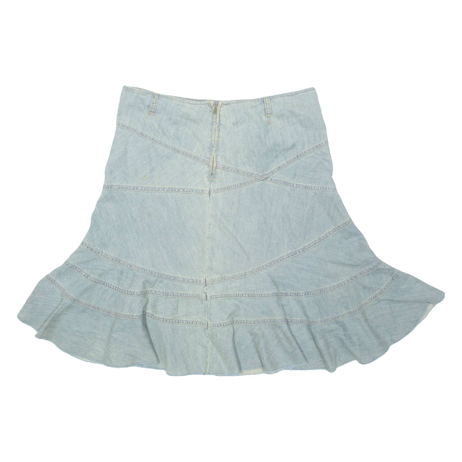 Womens Pleated Skirt Blue Midi Chambray L