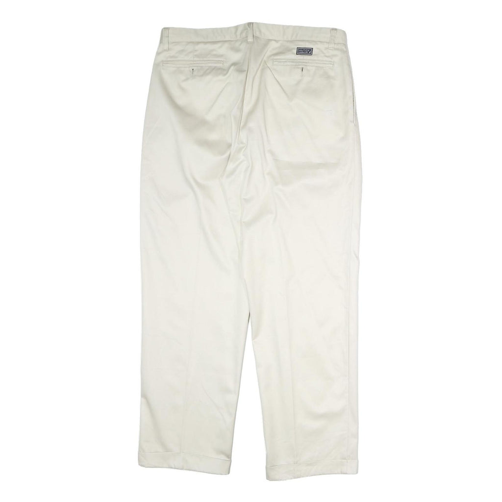 NAUTICA Mens Regular Fit Cotton White Trousers W36 L30 Classic Zip Pockets