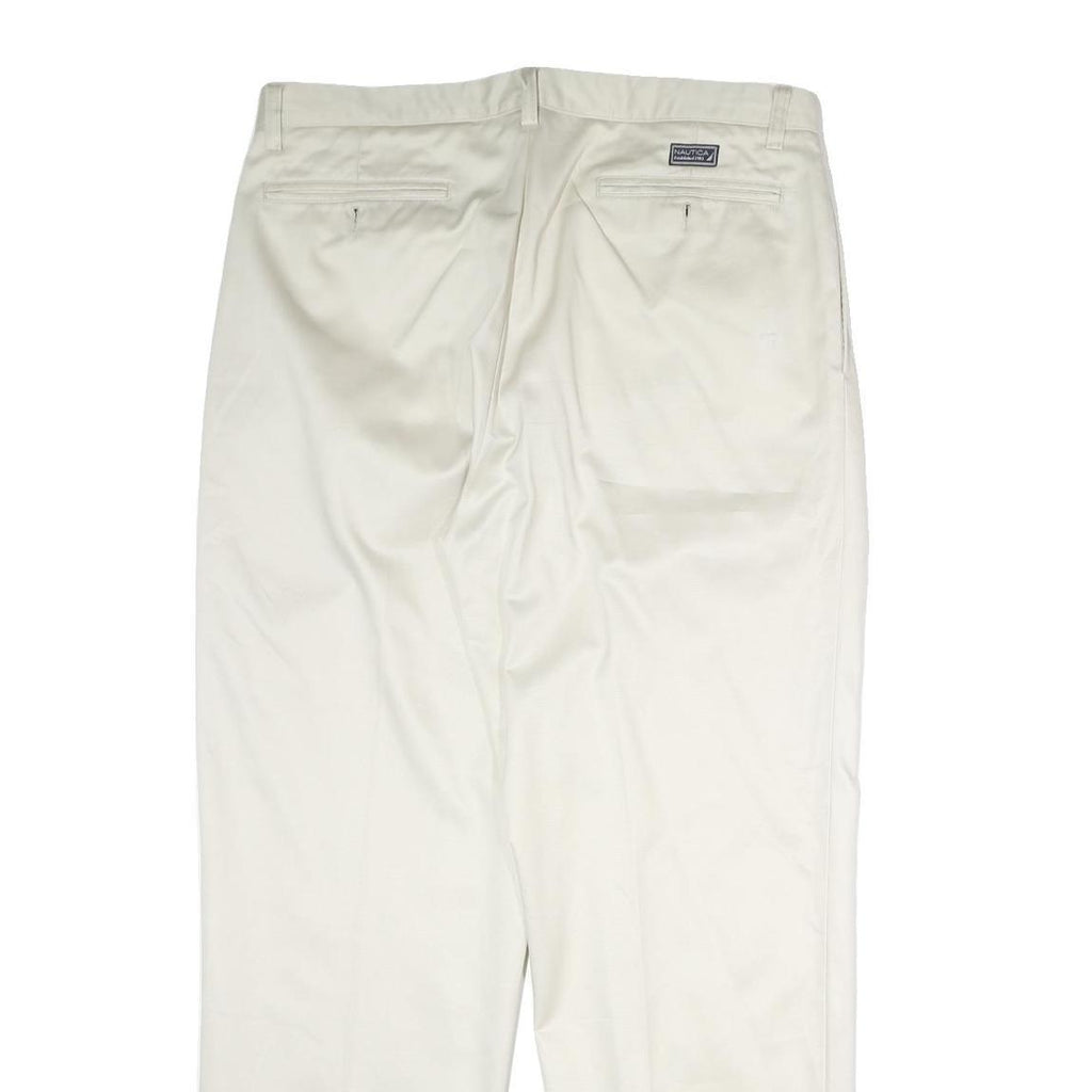 NAUTICA Mens Regular Fit Cotton White Trousers W36 L30 Classic Zip Pockets
