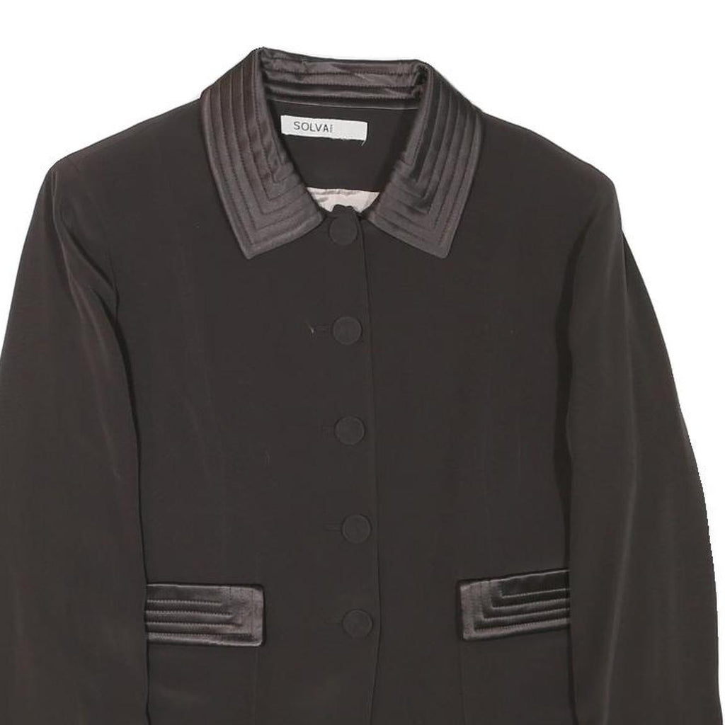 SOLVA Womens Black Wool Blend Button Jacket XS Woven Cropped Classic