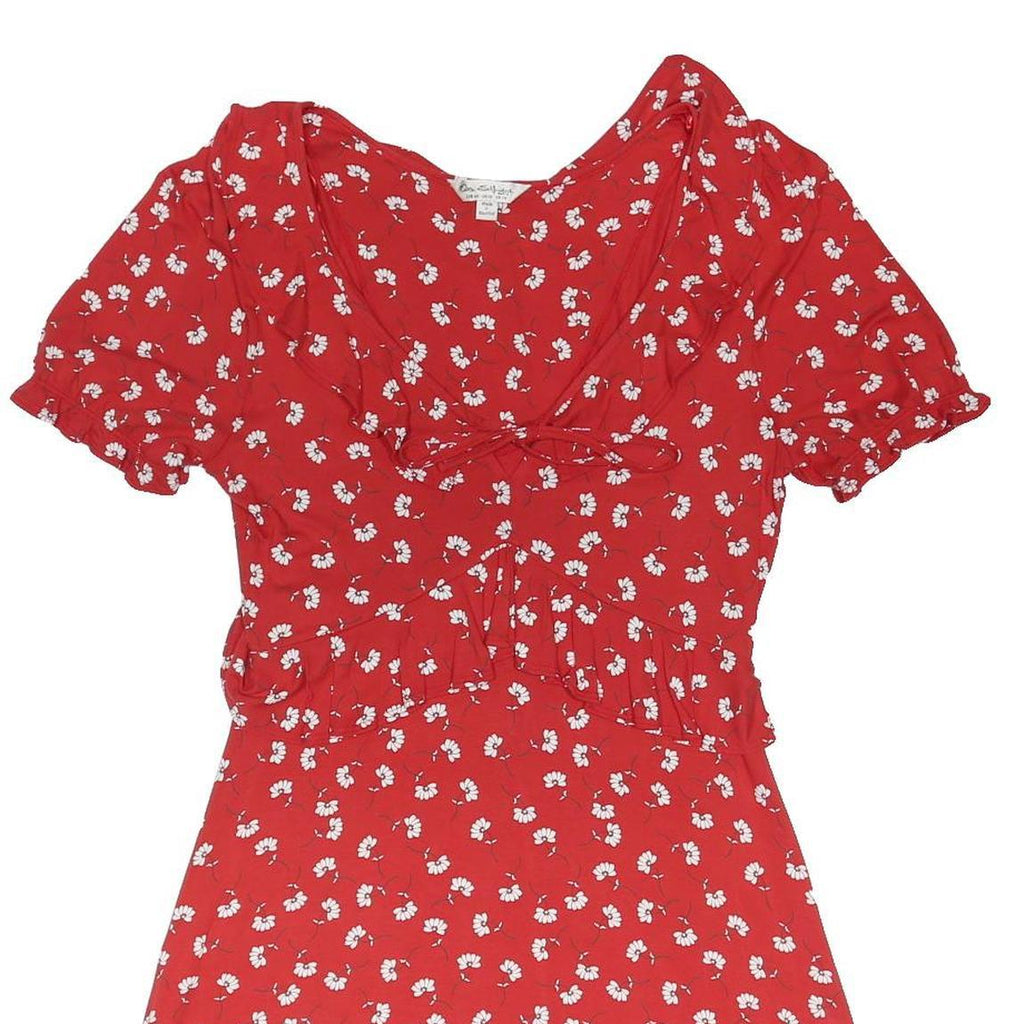 MISS SELFRIDGE Womens Red & White Floral Day Cotton Blend Mini Dress UK 14 Puff