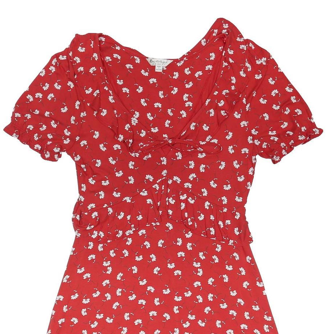 MISS SELFRIDGE Womens Red & White Floral Day Cotton Blend Mini Dress UK 14 Puff