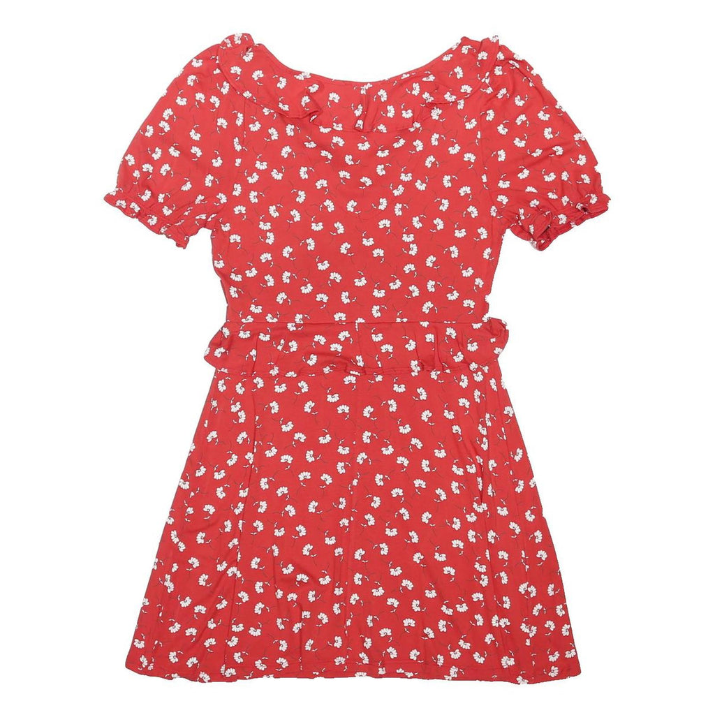 MISS SELFRIDGE Womens Red & White Floral Day Cotton Blend Mini Dress UK 14 Puff