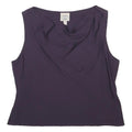LAURA ASHLEY Womens Purple Silk Blend Sleeveless Draped Neck Top UK 16