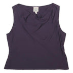 LAURA ASHLEY Womens Purple Silk Blend Sleeveless Draped Neck Top UK 16