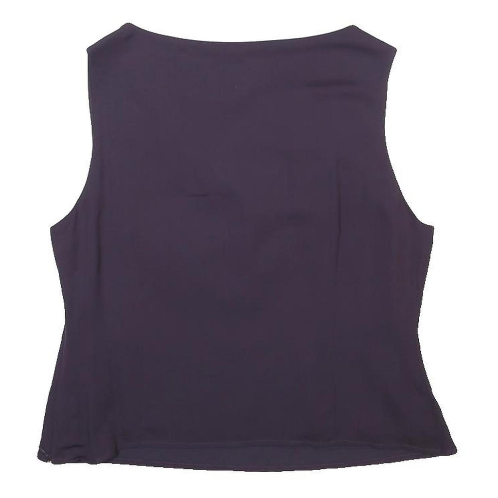 LAURA ASHLEY Womens Purple Silk Blend Sleeveless Draped Neck Top UK 16