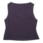 LAURA ASHLEY Womens Purple Silk Blend Sleeveless Draped Neck Top UK 16