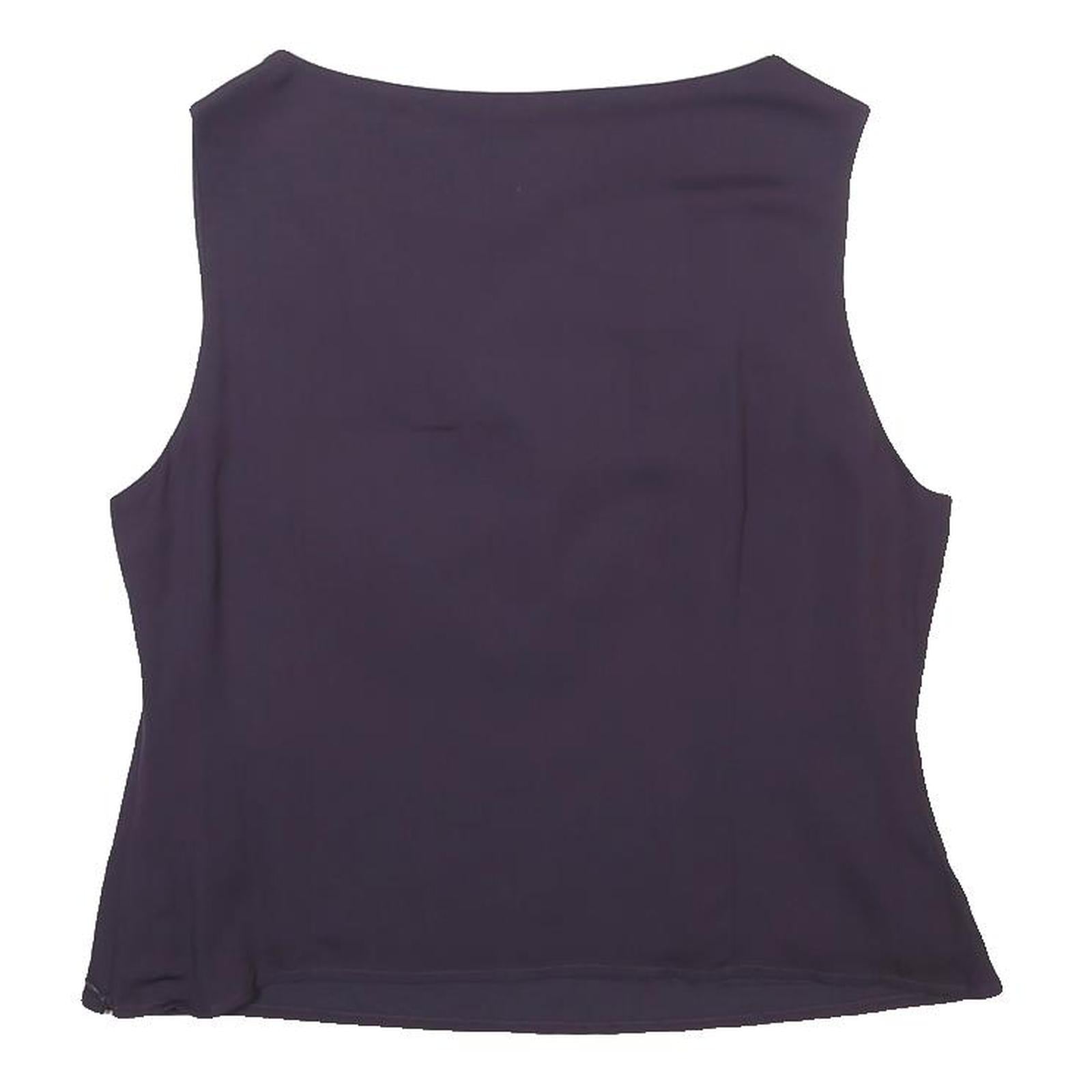 LAURA ASHLEY Womens Purple Silk Blend Sleeveless Draped Neck Top UK 16