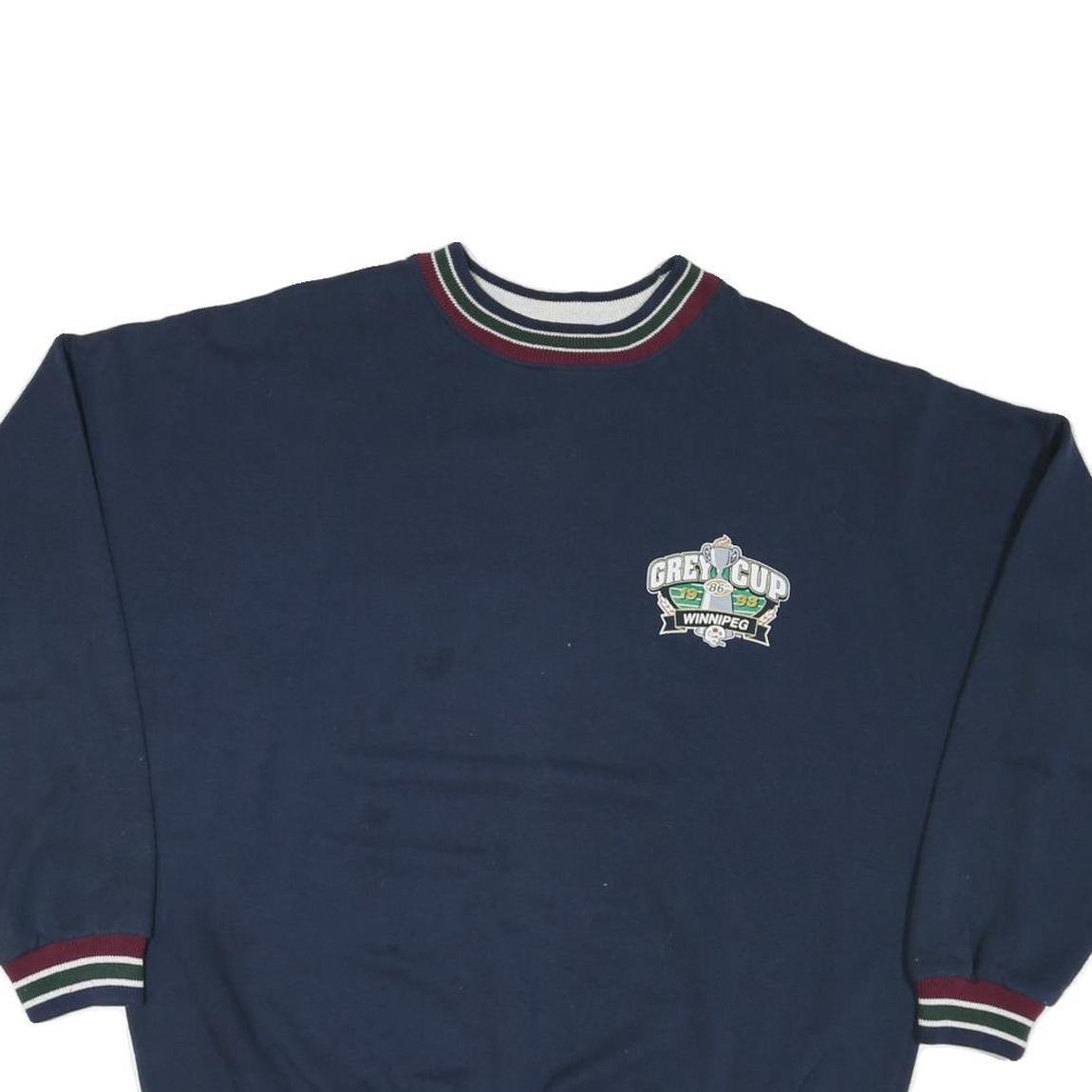 WAVES Mens Navy Blue Crew Neck L Sweatshirt Grey Cup Winnipeg Rugby