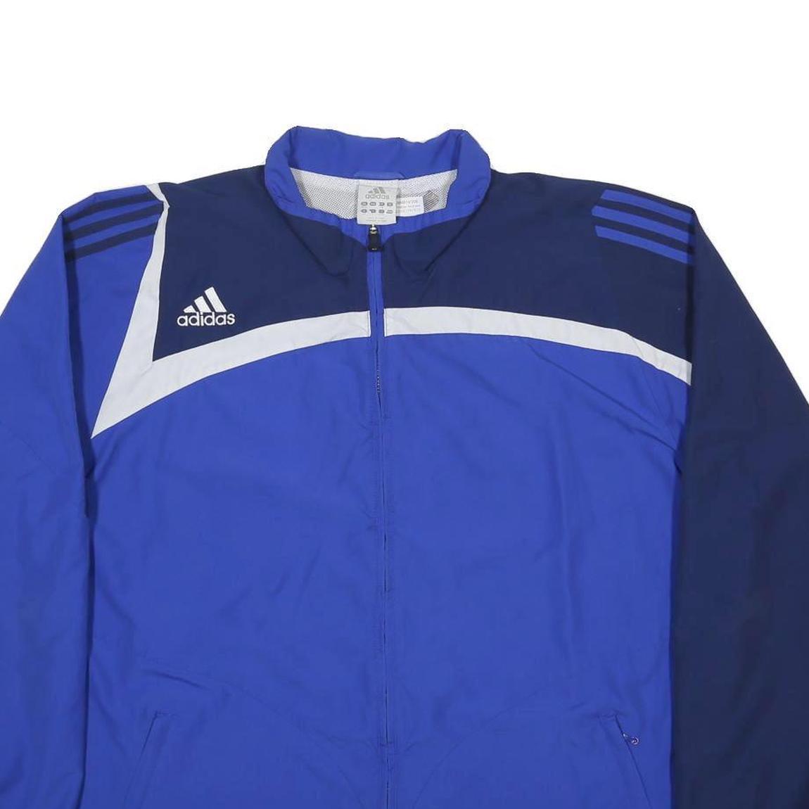 ADIDAS Mens Blue & Navy Sports Track Zip Jacket 2XL Polyester Athletic Wear