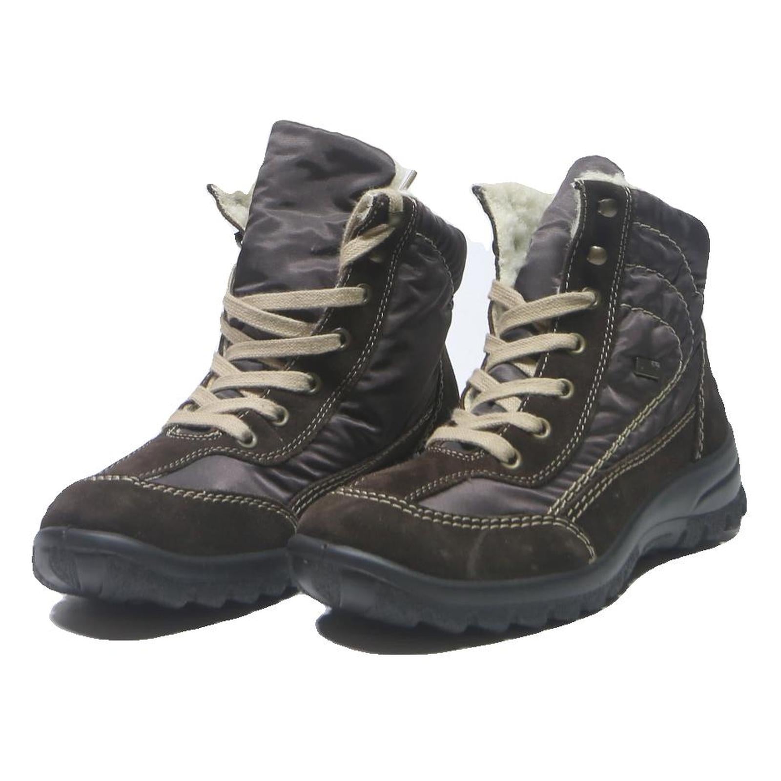 RIEKER Womens Warm Lined High Lace-Up Ankle Boots Brown Synthetic UK 4