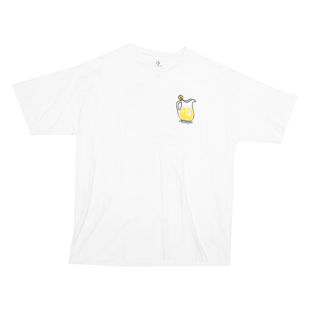 CONVERSE Womens White Graphic T-Shirt M Short Sleeve Crew Neck Lemon Tree Print
