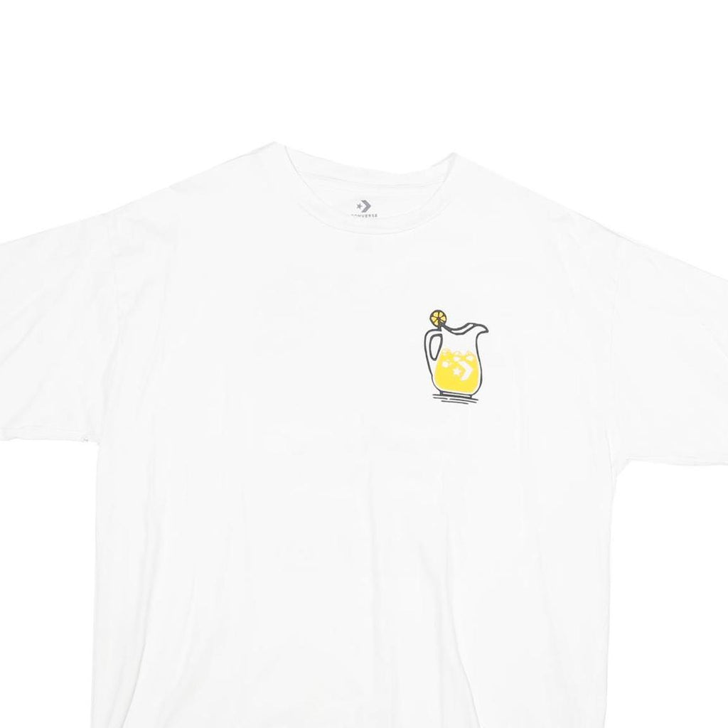 CONVERSE Womens White Graphic T-Shirt M Short Sleeve Crew Neck Lemon Tree Print