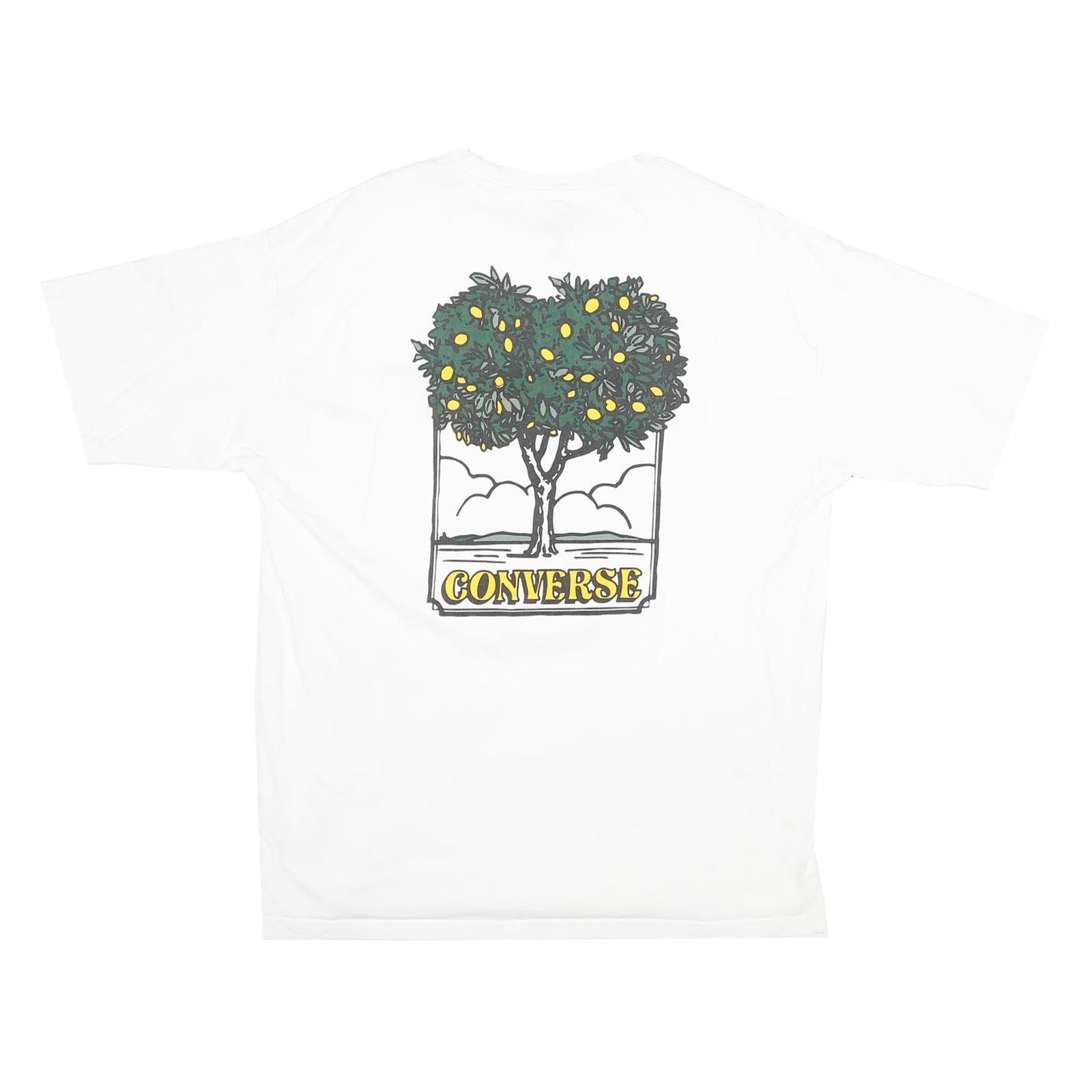 CONVERSE Womens White Graphic T-Shirt M Short Sleeve Crew Neck Lemon Tree Print