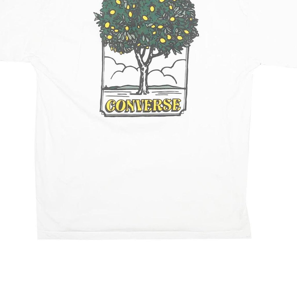 CONVERSE Womens White Graphic T-Shirt M Short Sleeve Crew Neck Lemon Tree Print