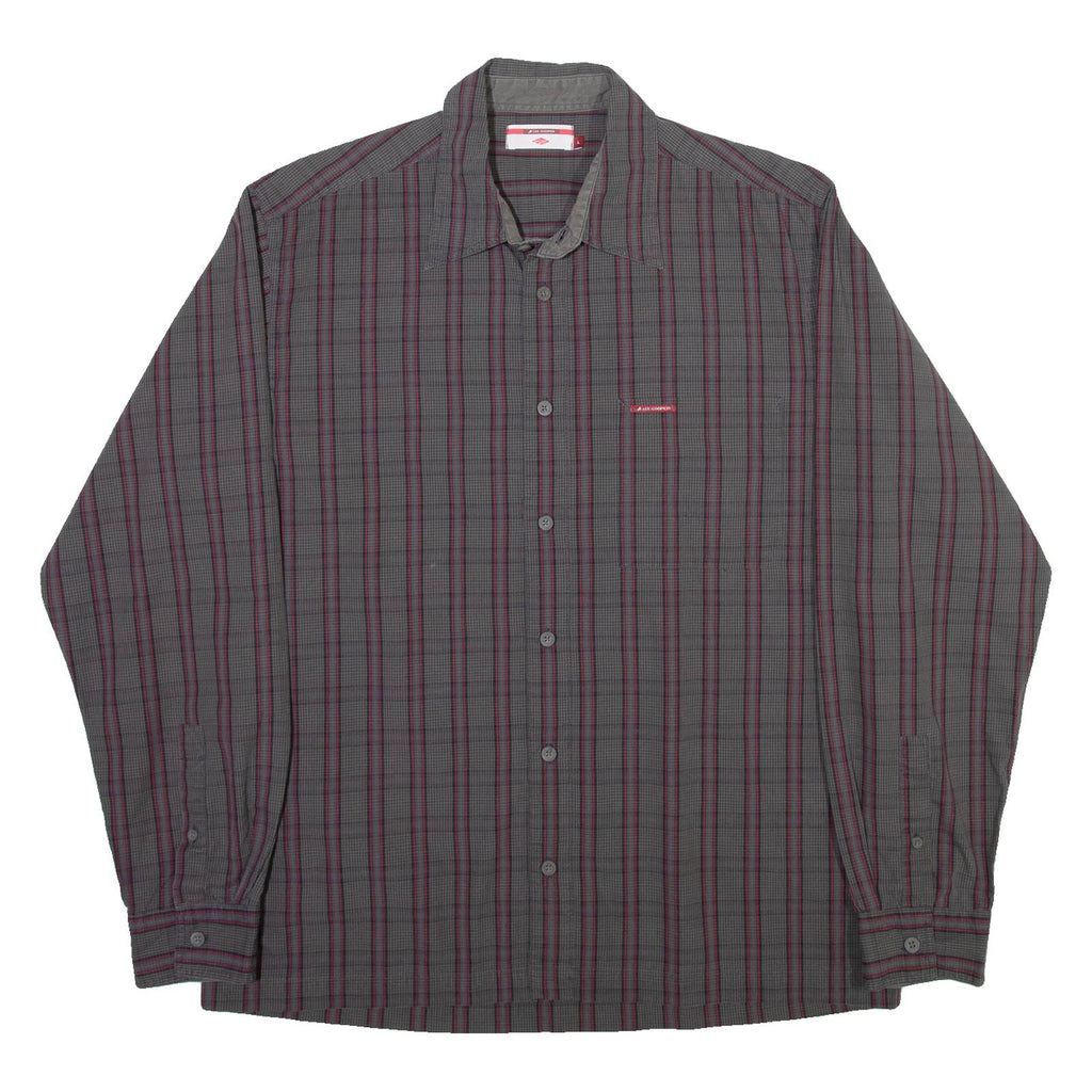 LEE COOPER Mens Shirt Grey Check Long Sleeve L