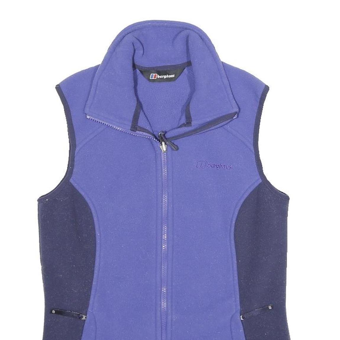 BERGHAUS Womens Blue & Navy Sleeveless Fleece Jacket UK 10 Polyester Zip Outdoor