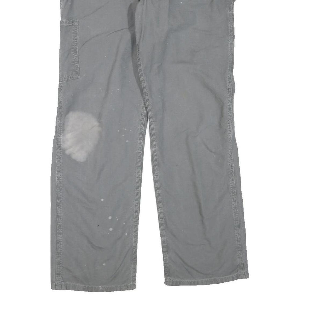 CARHARTT Mens Regular Grey Cotton Blend Zip Trousers W32 L32 Workwear Casual