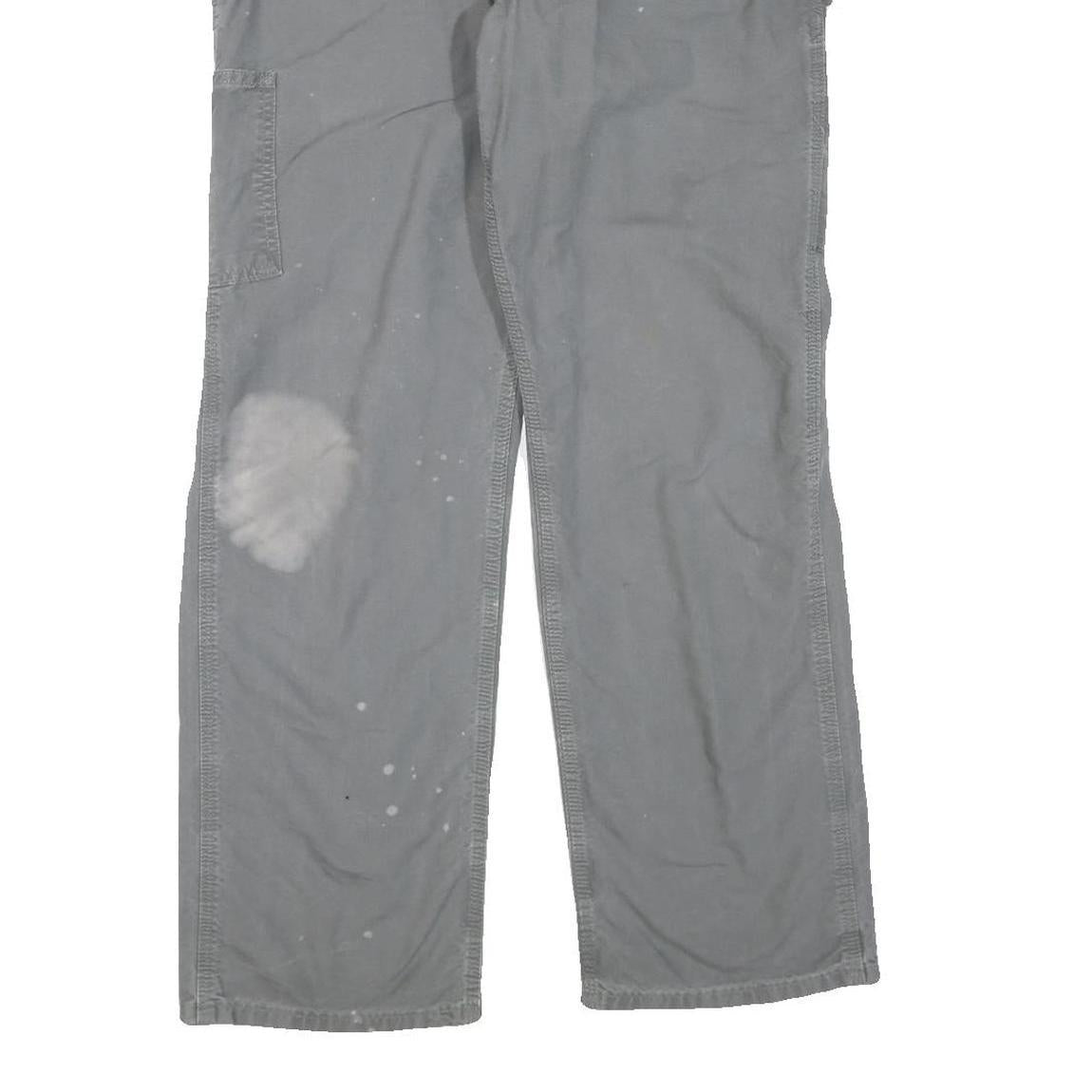 CARHARTT Mens Regular Grey Cotton Blend Zip Trousers W32 L32 Workwear Casual