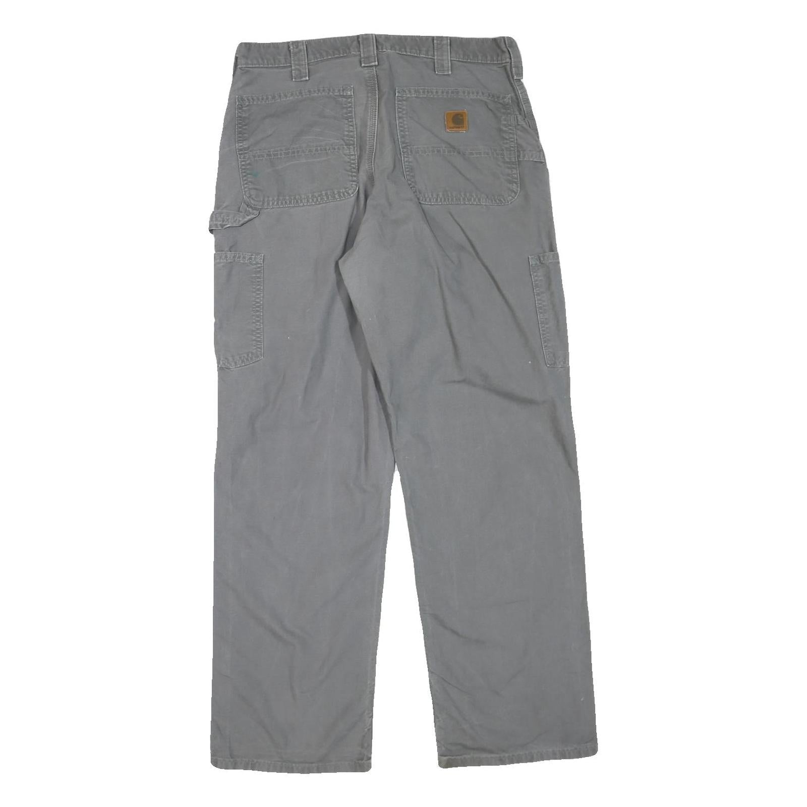 CARHARTT Mens Regular Grey Cotton Blend Zip Trousers W32 L32 Workwear Casual
