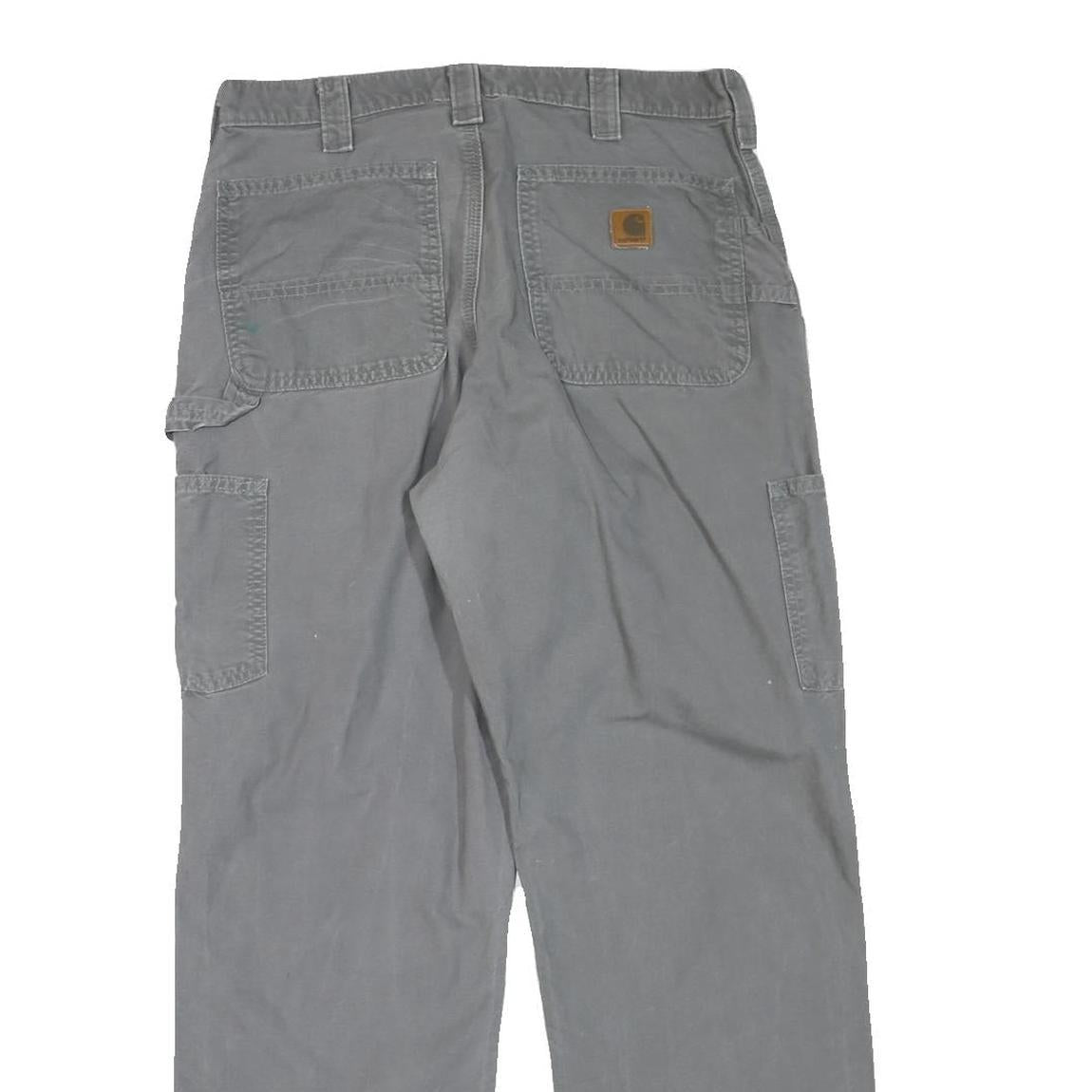 CARHARTT Mens Regular Grey Cotton Blend Zip Trousers W32 L32 Workwear Casual