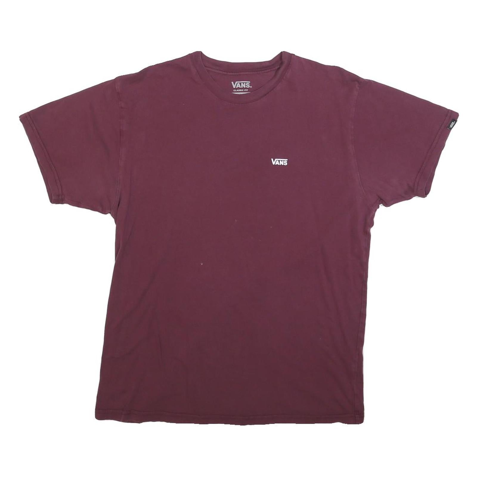 VANS Mens Maroon Classic Fit M Short Sleeve Crew Neck Cotton Blend T-Shirt
