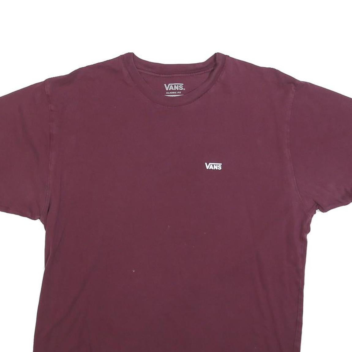 VANS Mens Maroon Classic Fit M Short Sleeve Crew Neck Cotton Blend T-Shirt