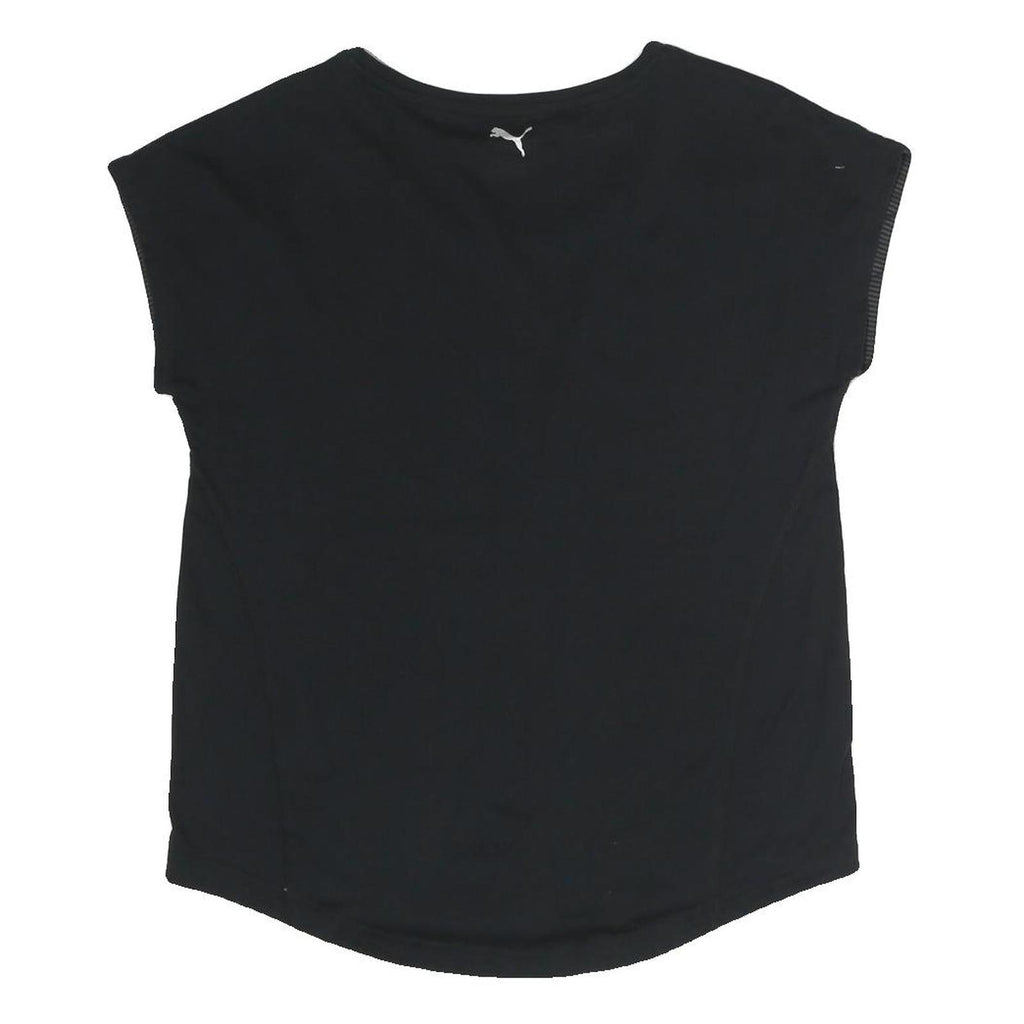 PUMA Womens Black Graphic T-Shirt UK 14 Short Sleeve Crew Neck Sport Casual