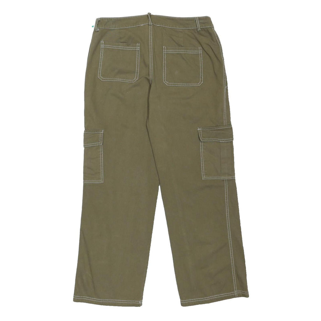 HESPERUS Womens Cotton Blend Green Relaxed Straight Trousers W32 L28 Casual