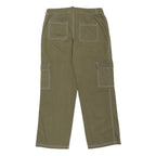 HESPERUS Womens Cotton Blend Green Relaxed Straight Trousers W32 L28 Casual